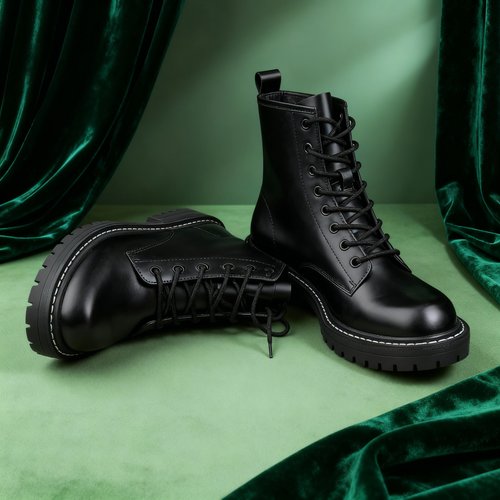 Black leather shoes